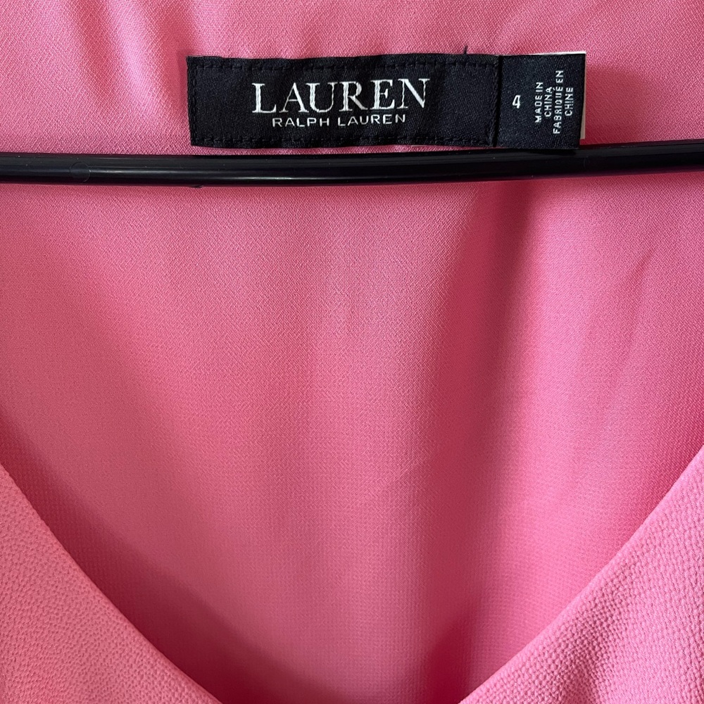 Lauren Ralph Lauren Women’s Pink Belted Bubble Crepe Dress Size 4 - Picture 4 of 13